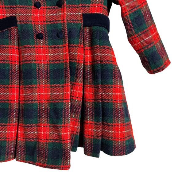 Vintage Rothschild of Philadelphia Red Plaid Girls Double Breasted Coat 4T - Picture 6 of 12